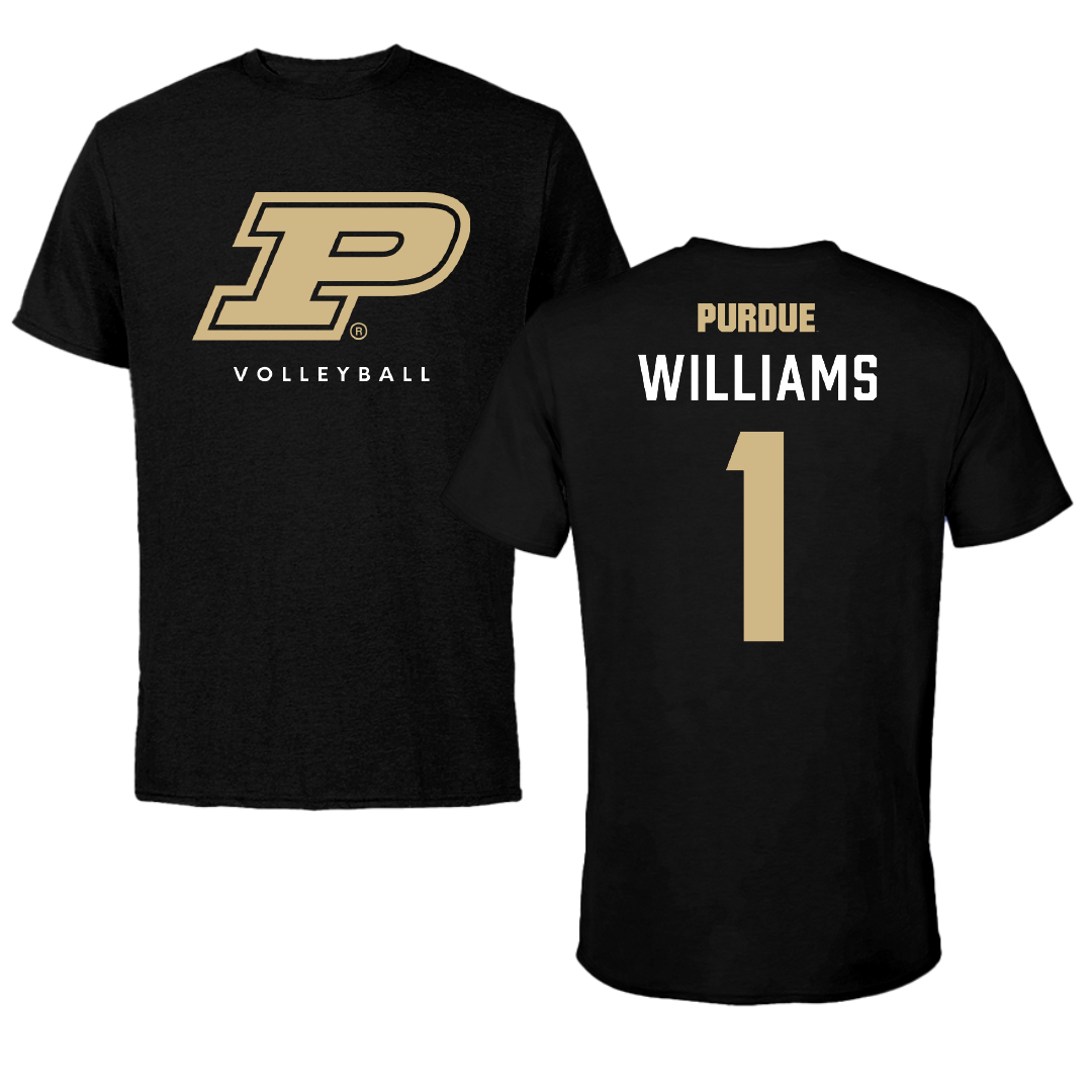 Purdue University Volleyball Black Performance Tee - #1 Rachel Williams