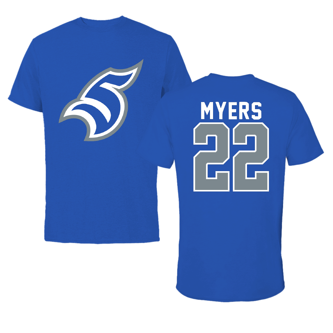 Thomas More University Football Blue Performance Tee - #22 Ty Myers