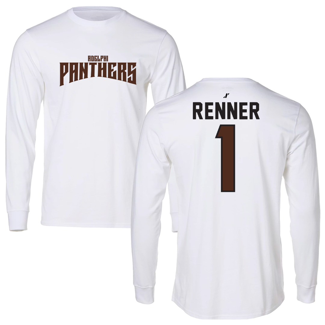 Adelphi University Lacrosse White Classic Performance Long Sleeve - #1 Dylan Renner