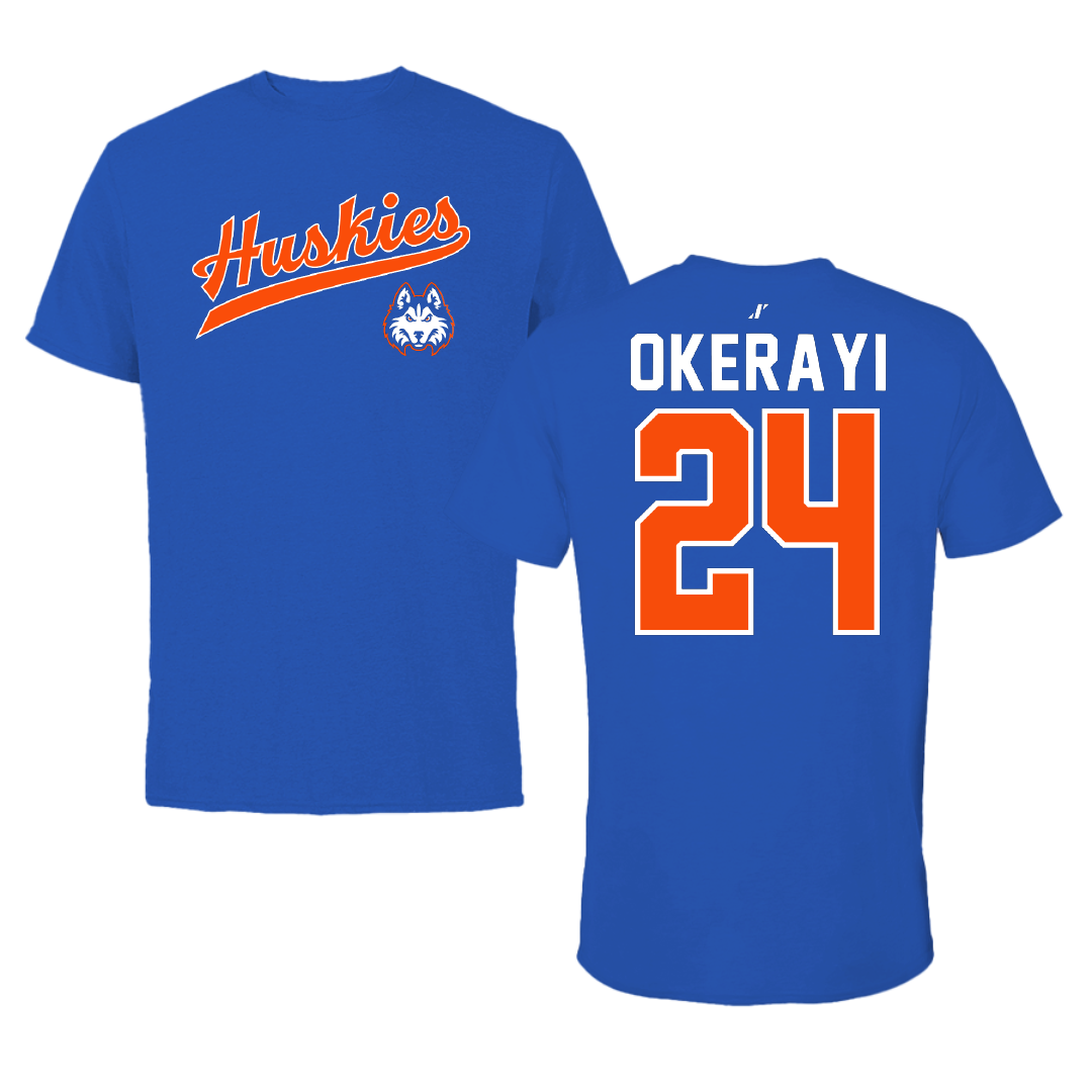 Houston Christian University Soccer Blue General Performance Tee - #24 Ryan Okerayi