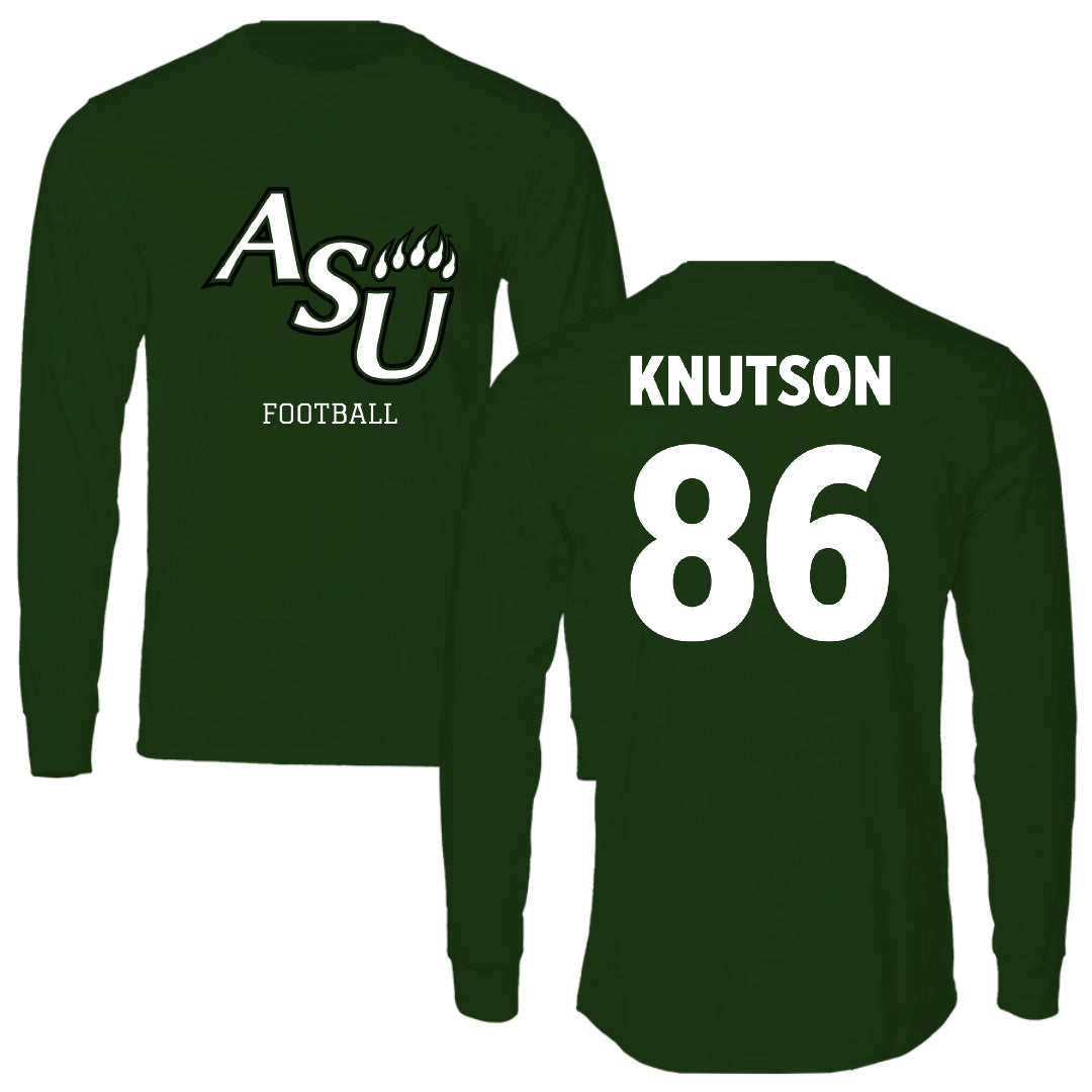 Adams State University Football Forest Green Block Performance Long Sleeve - #86 Kelin Knutson