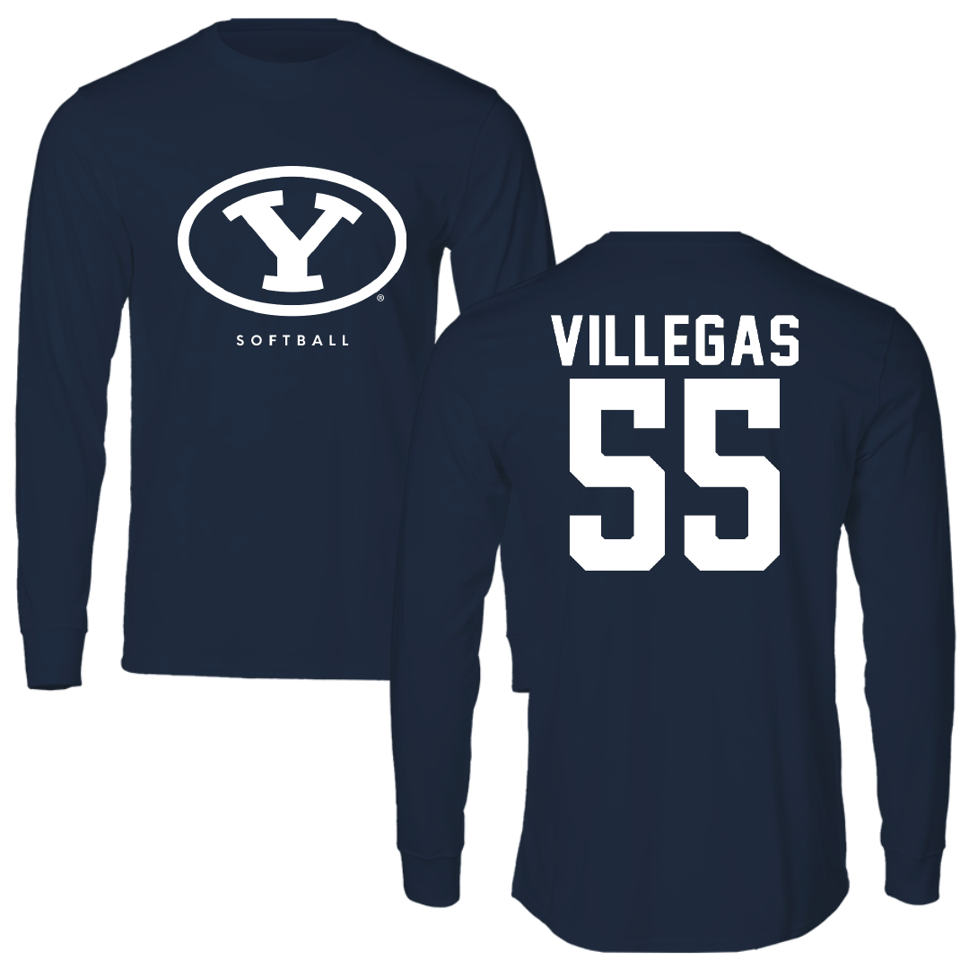 Brigham Young University Softball Navy Performance Long Sleeve - #55 Jada Villegas