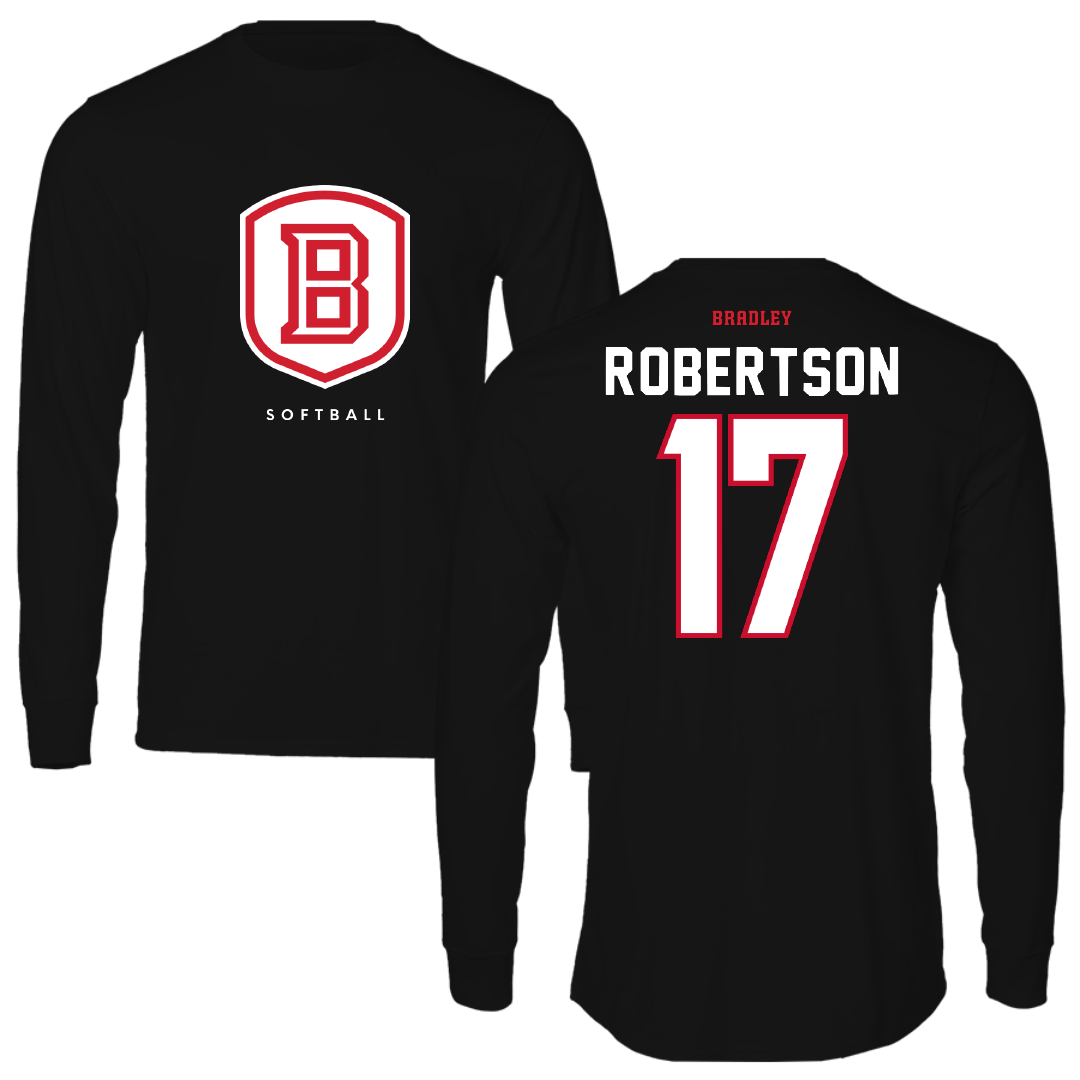 Bradley University Softball Black Shield Long Sleeve - #17 Kinsley Robertson