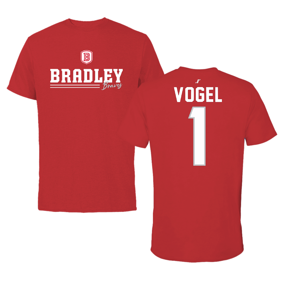 Bradley University Baseball Red General Performance Tee - #1 Ryan Vogel