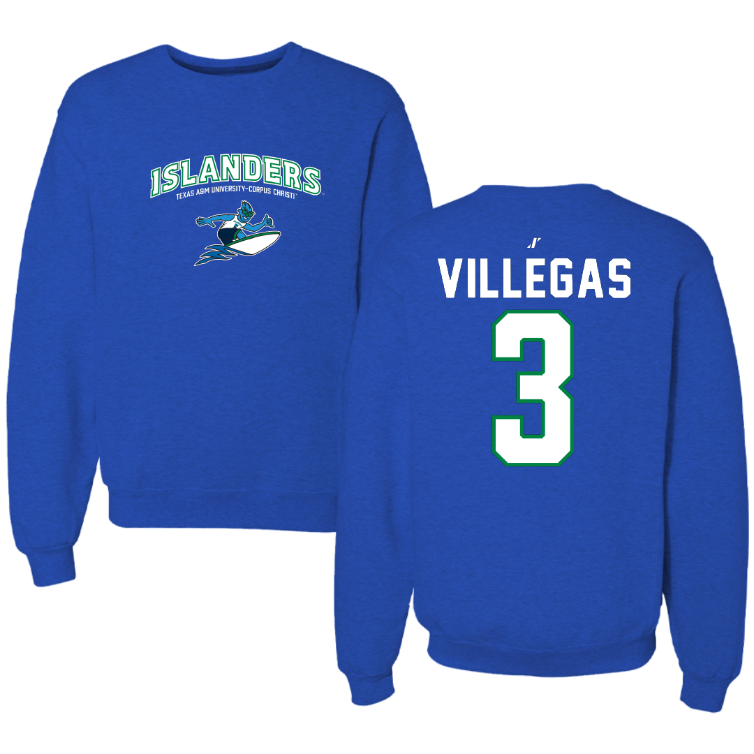 Texas A&M University-Corpus Christi Basketball Blue General Crewneck - #3 Christian Villegas