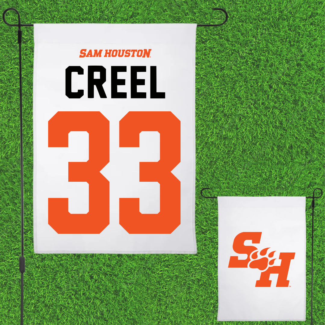 Sam Houston State University Baseball White Garden Flag - #33 Mason Creel