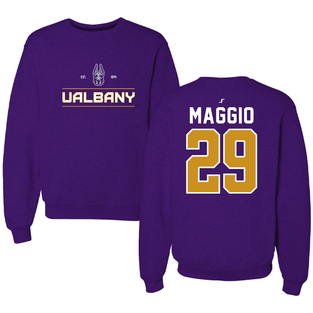 University at Albany Baseball Purple General Crewneck - #29 Michael Maggio