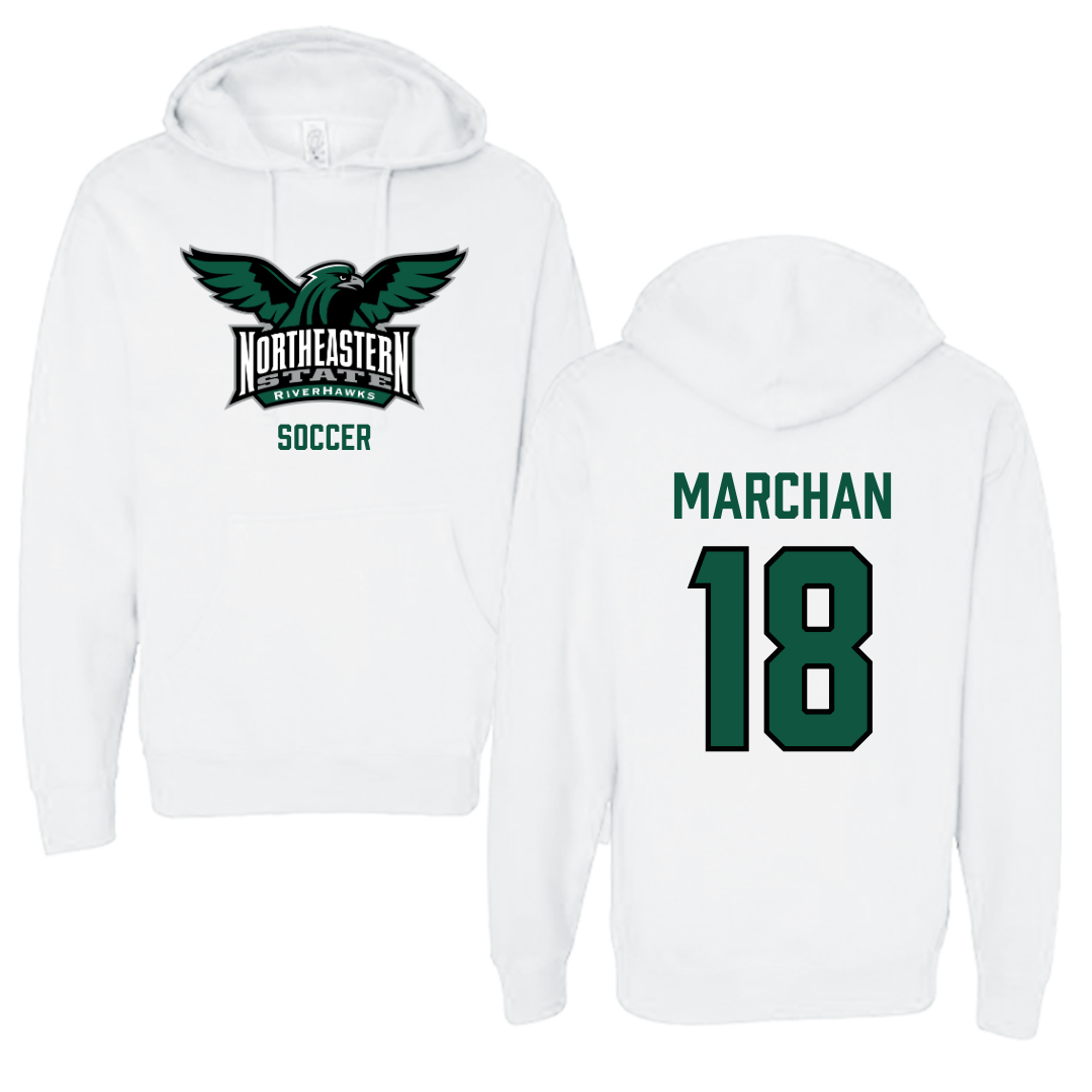 Northeastern State University Soccer White Hoodie - #18 Edson Marchan
