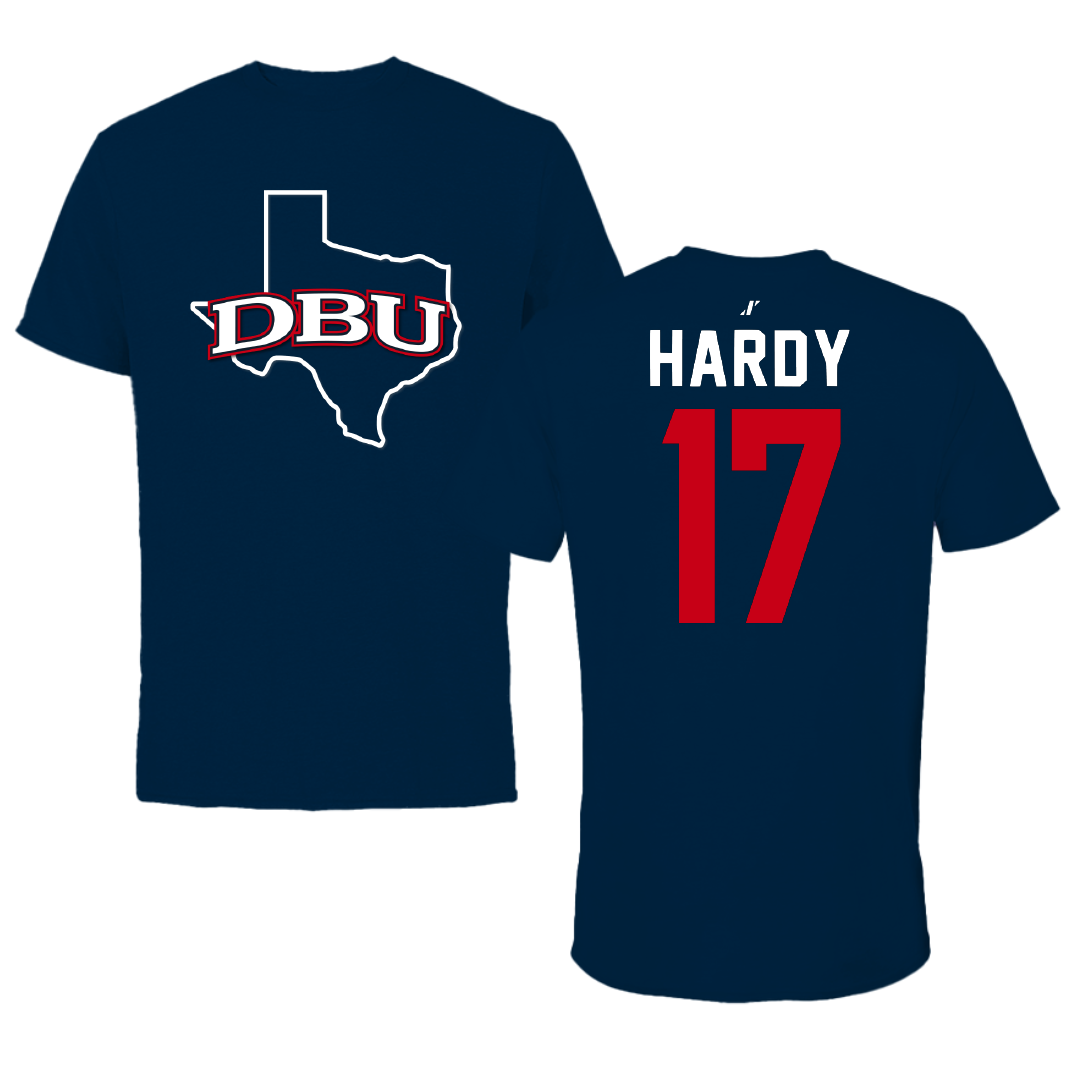 Dallas Baptist University Lacrosse Navy State Performance Tee - #17 Austin Hardy