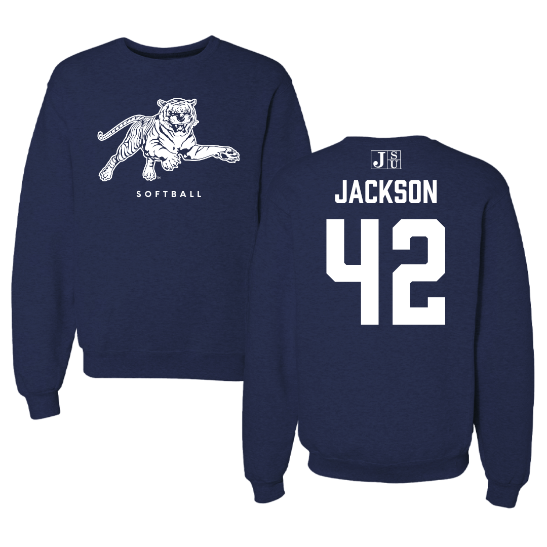 Jackson State University Softball Navy Crewneck - #42 Jace Jackson