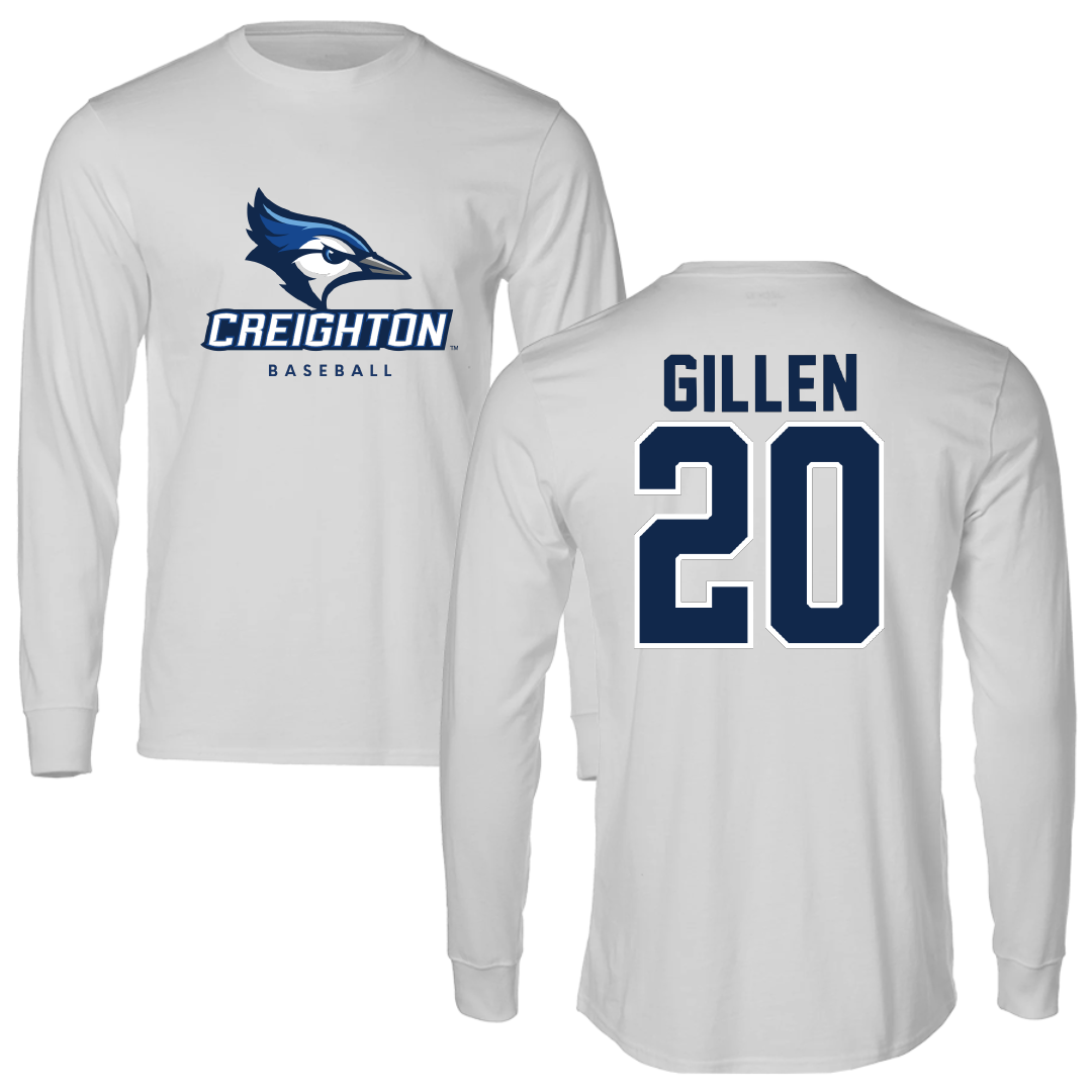 Creighton University Baseball Light Gray Performance Long Sleeve - #20 Tate Gillen