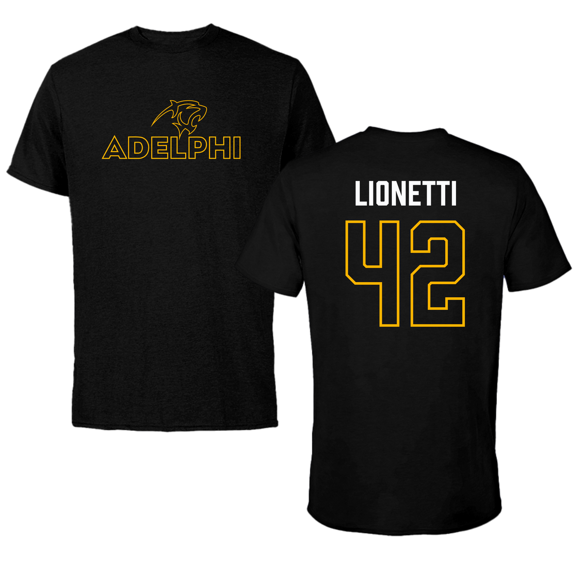 Adelphi University Lacrosse Black Tee - #42 Sonny Lionetti