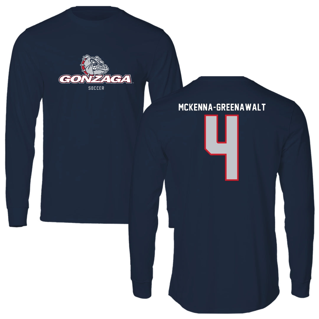 Gonzaga University Soccer Navy Block Long Sleeve - #4 Damoni Mckenna-Greenawalt