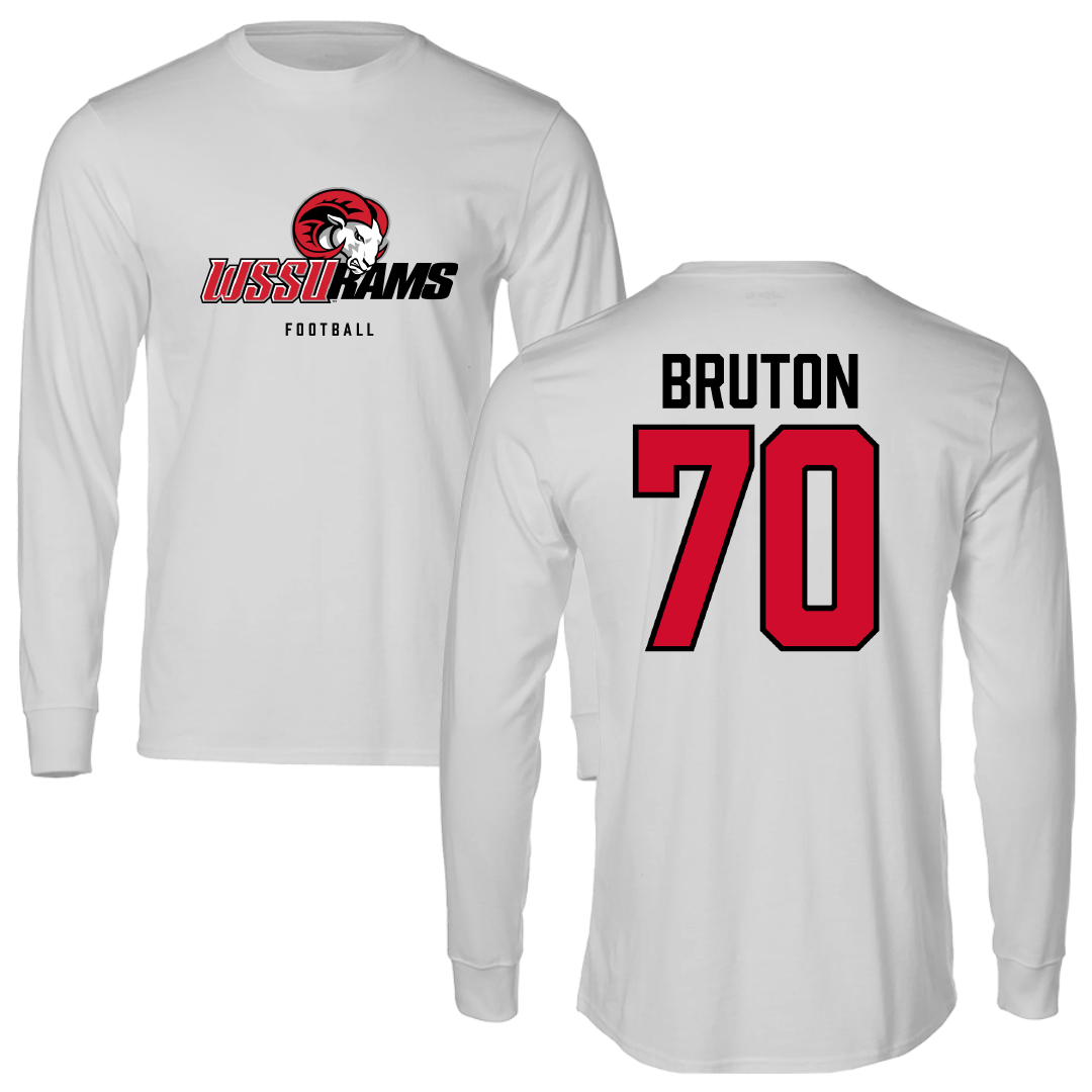 Winston-Salem State University Football Light Gray Performance Long Sleeve - #70 Javaryon Bruton