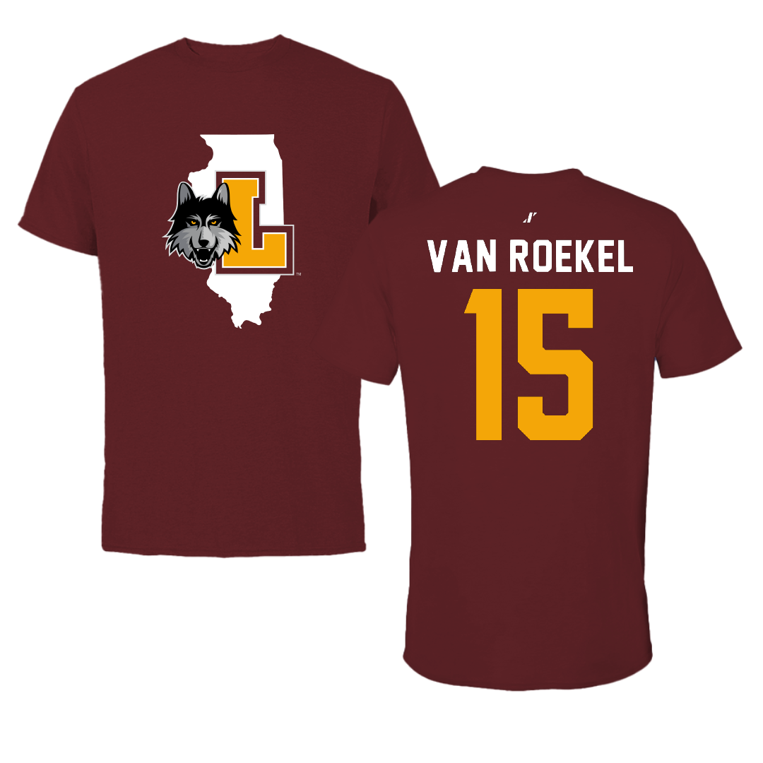 Loyola University-Chicago Soccer Maroon State Performance Tee - #15 Roos van Roekel
