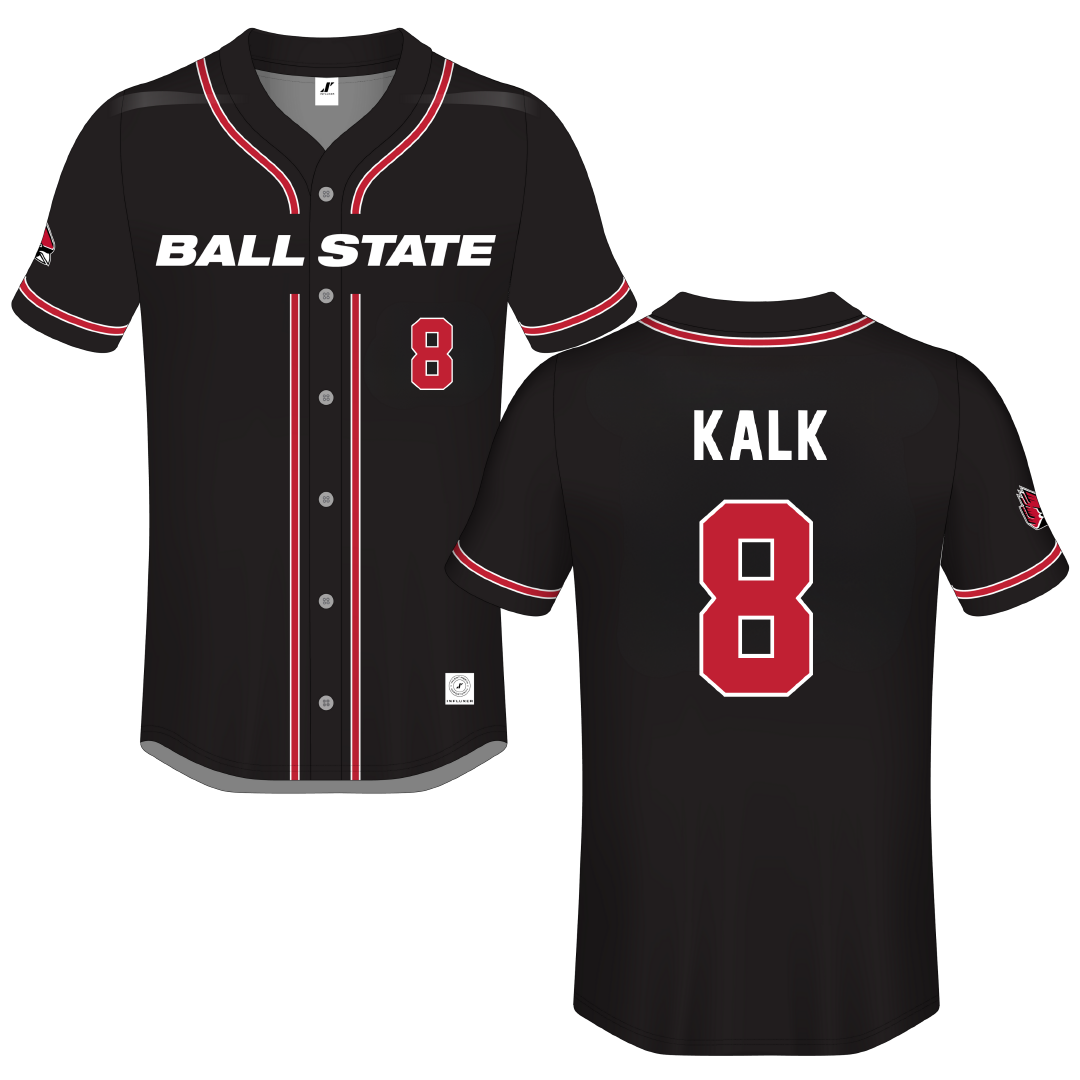 Ball State University Black Button-Down Jersey - #8 Max Kalk