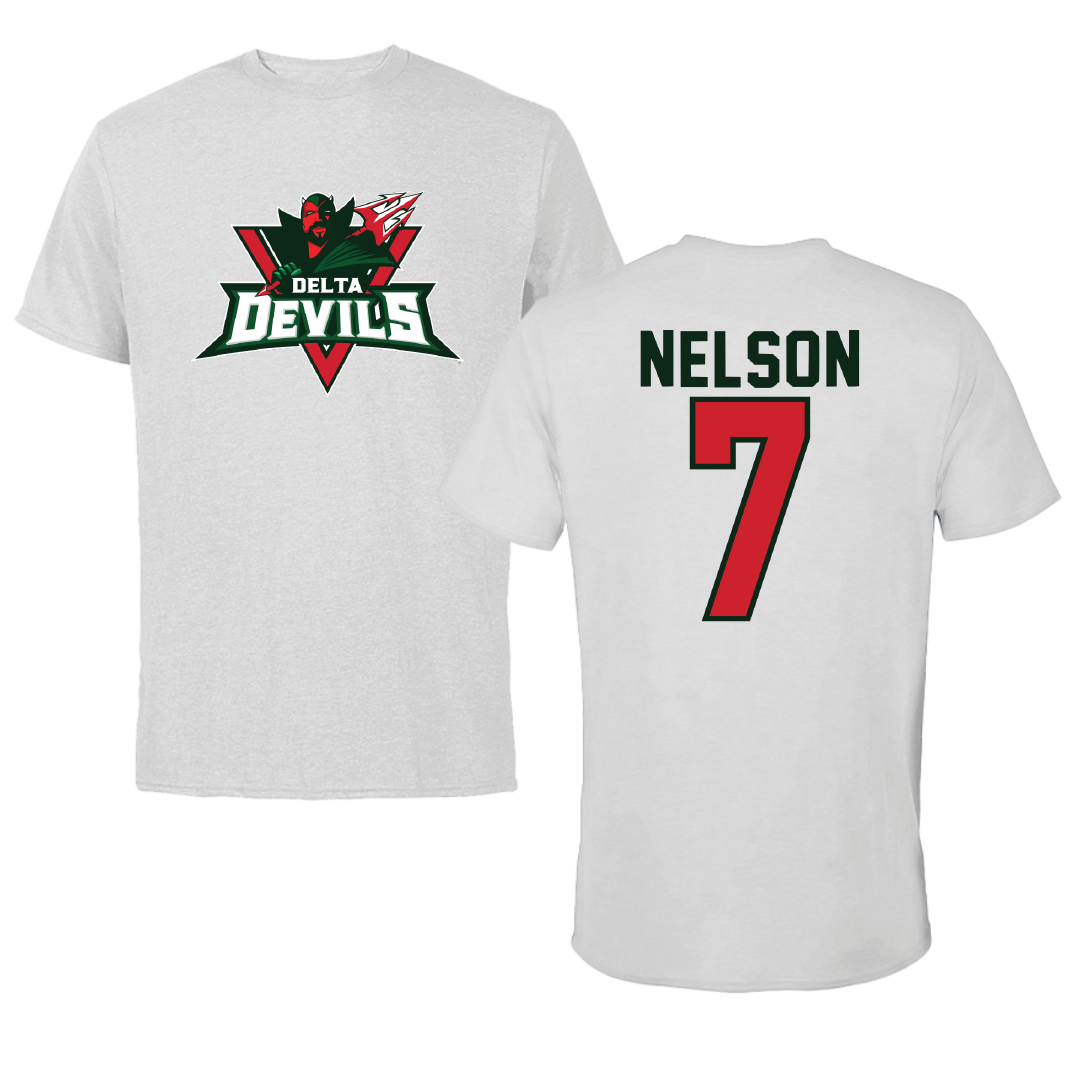 Mississippi Valley State University Football Light Gray Performance Tee - #7 Camo Nelson