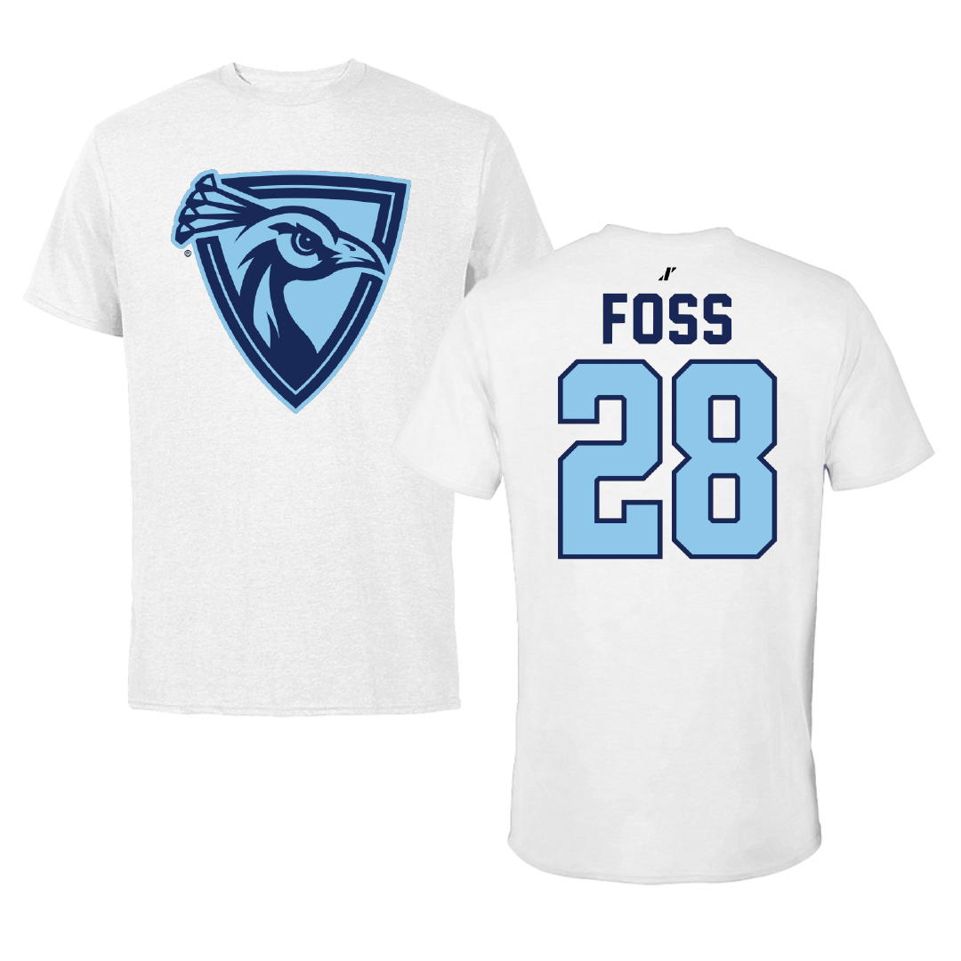 Upper Iowa University Football White Performance Tee - #28 Nevan Foss