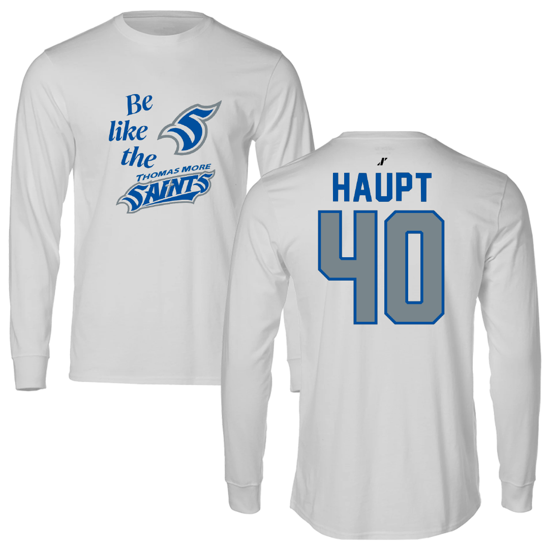 Thomas More University Baseball Light Gray Be Like Us Long Sleeve - #40 Wyatt Haupt