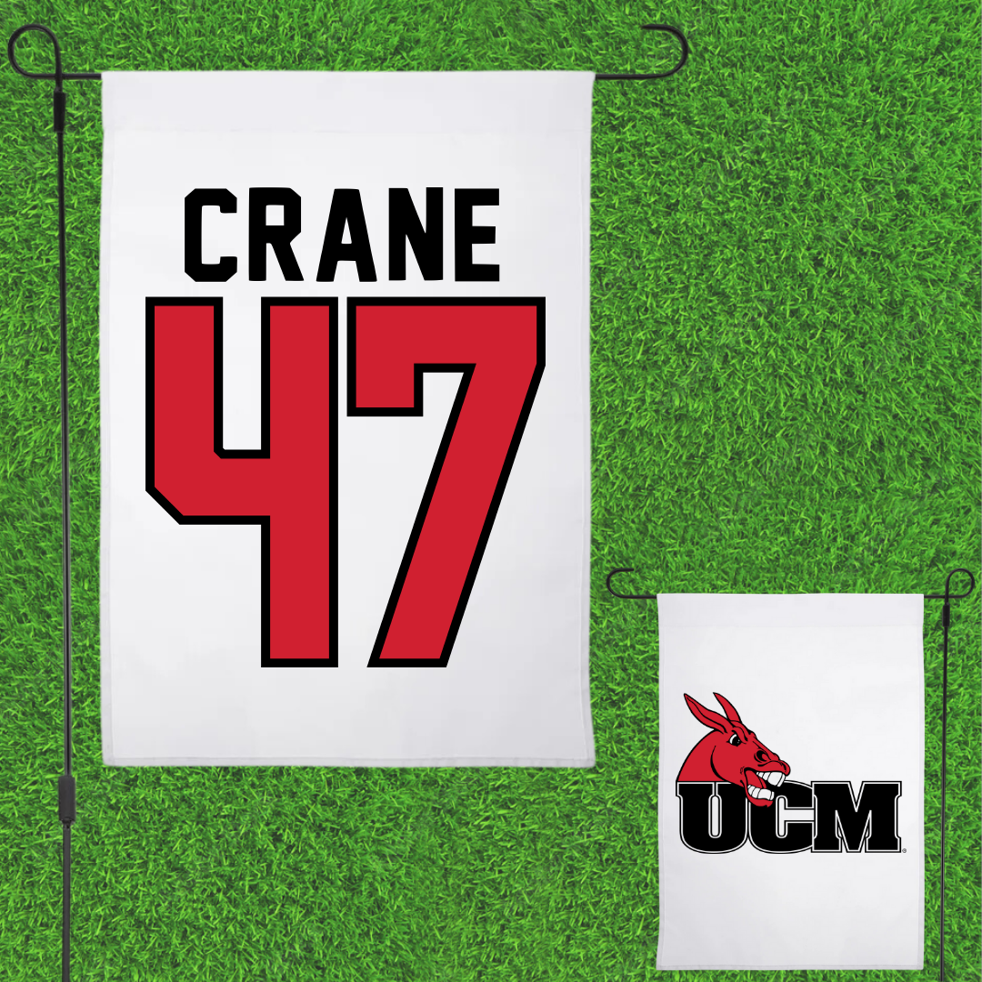 University of Central Missouri Football White Garden Flag - #47 Cooper Crane