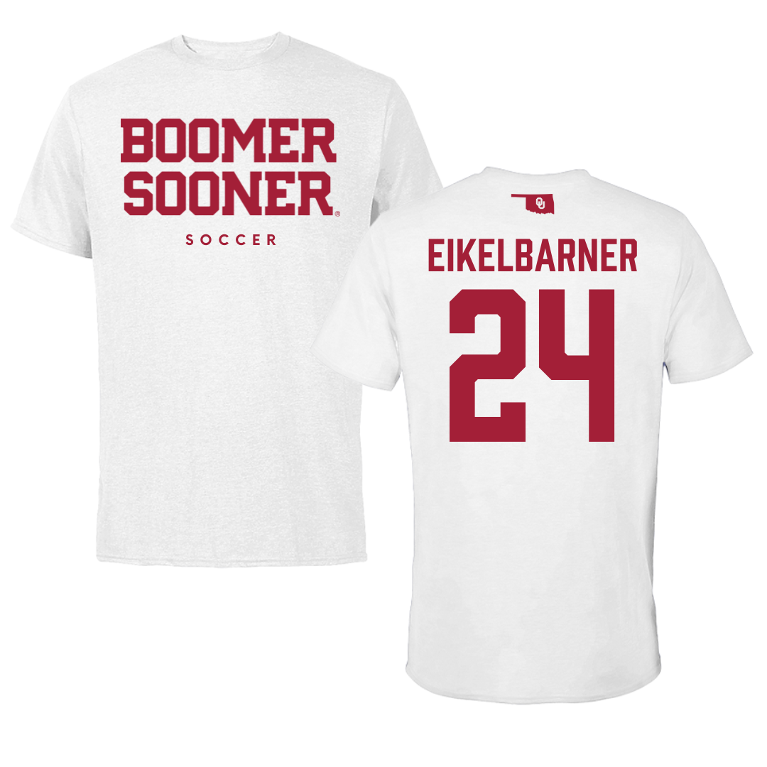 University of Oklahoma Soccer White Performance Tee - #24 Morganne Eikelbarner