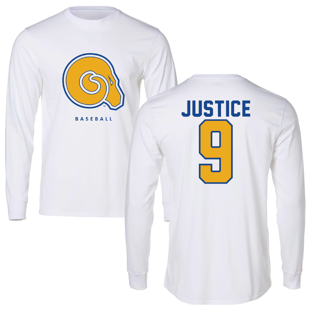 Albany State University Baseball White Long Sleeve - #9 Trent Justice