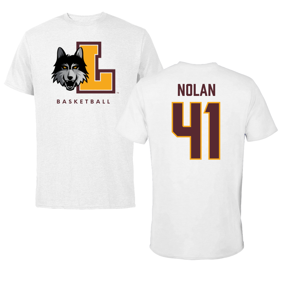 Loyola University-Chicago Basketball White Tee - #41 Emma Nolan