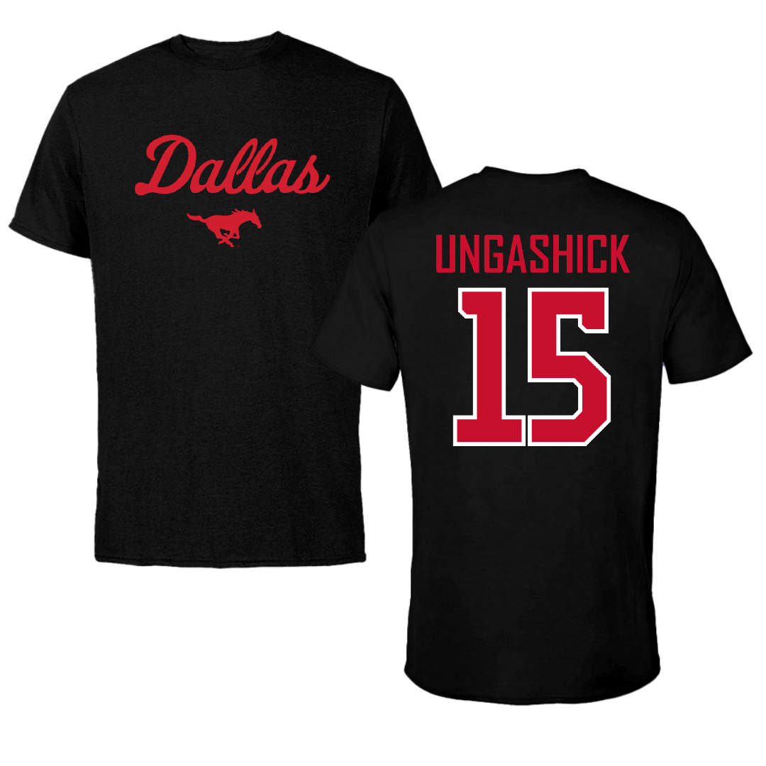 Southern Methodist University Soccer Black Dallas Tee - #15 Lydia Ungashick