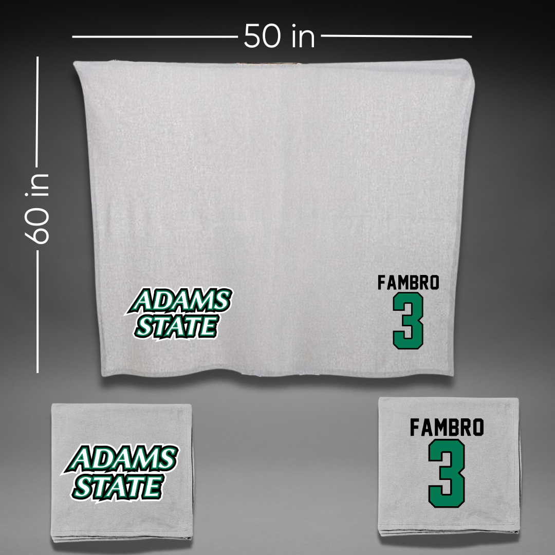 Adams State University Soccer Gray Blanket - #3 Jadon Fambro