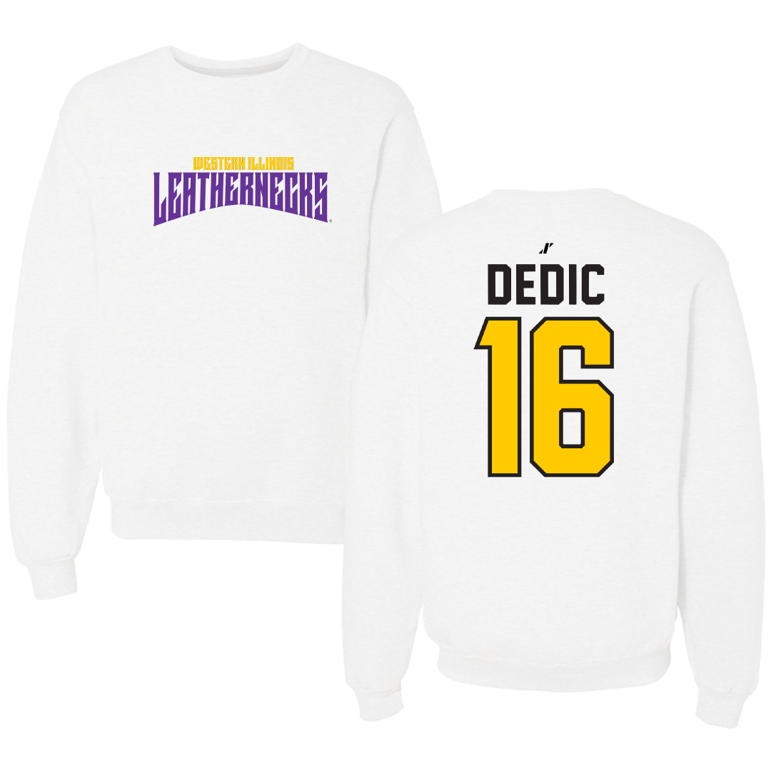 Western Illinois University Soccer White Classic Crewneck - #16 Armin Dedic
