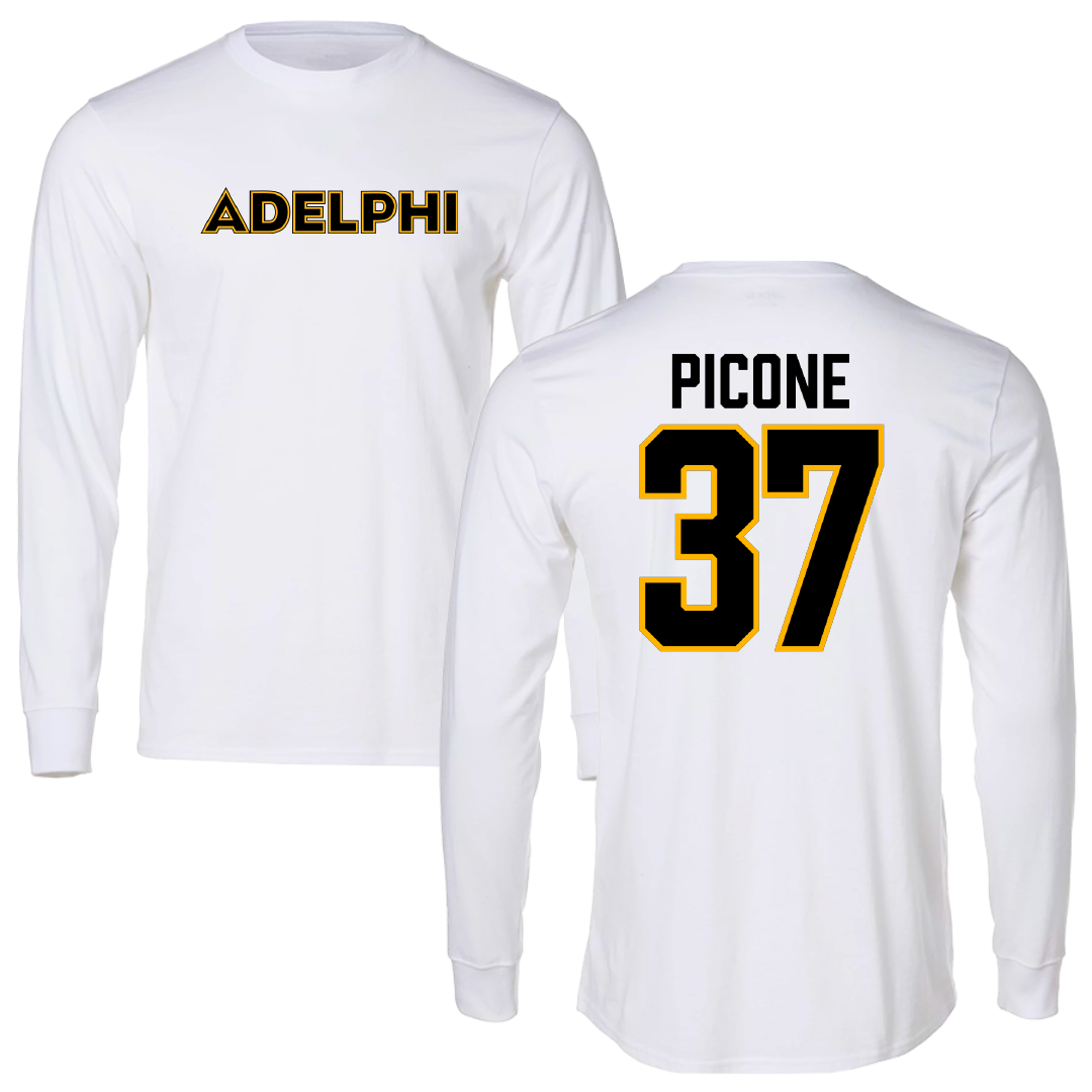Adelphi University Baseball White Performance Long Sleeve - #37 CJ Picone