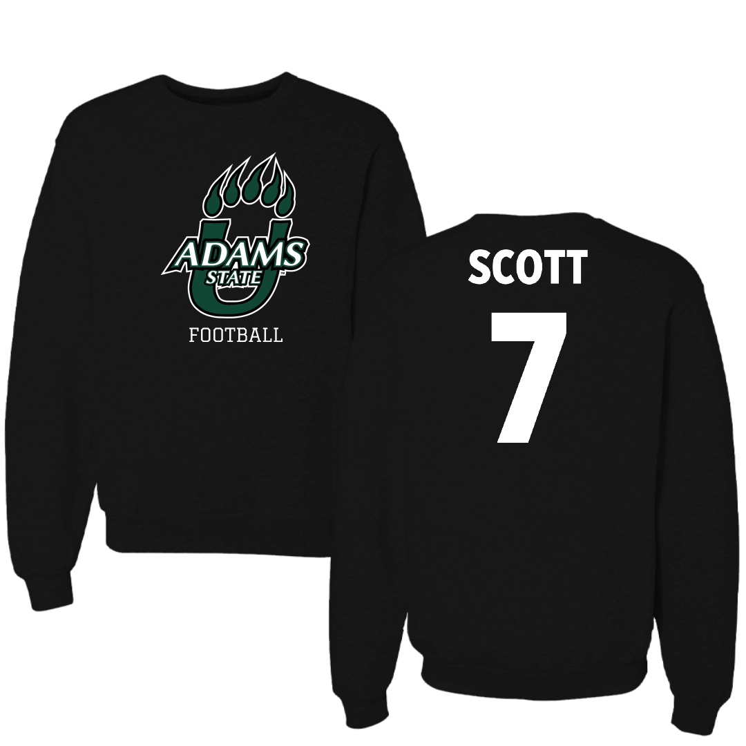 Adams State University Football Black State Crewneck - #7 Jalen Scott