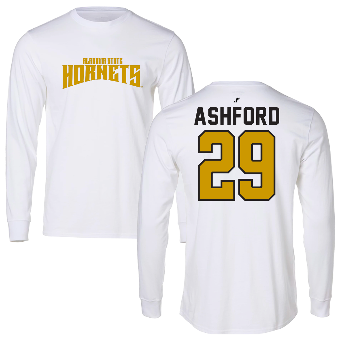 Alabama State University Football White Classic Performance Long Sleeve - #29 Ashton Ashford