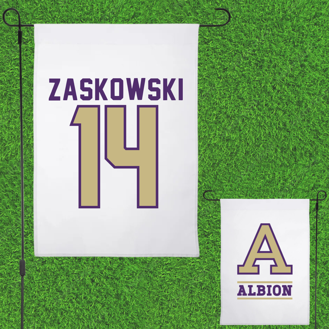 Albion College Softball White Garden Flag - #14 Lilly Zaskowski
