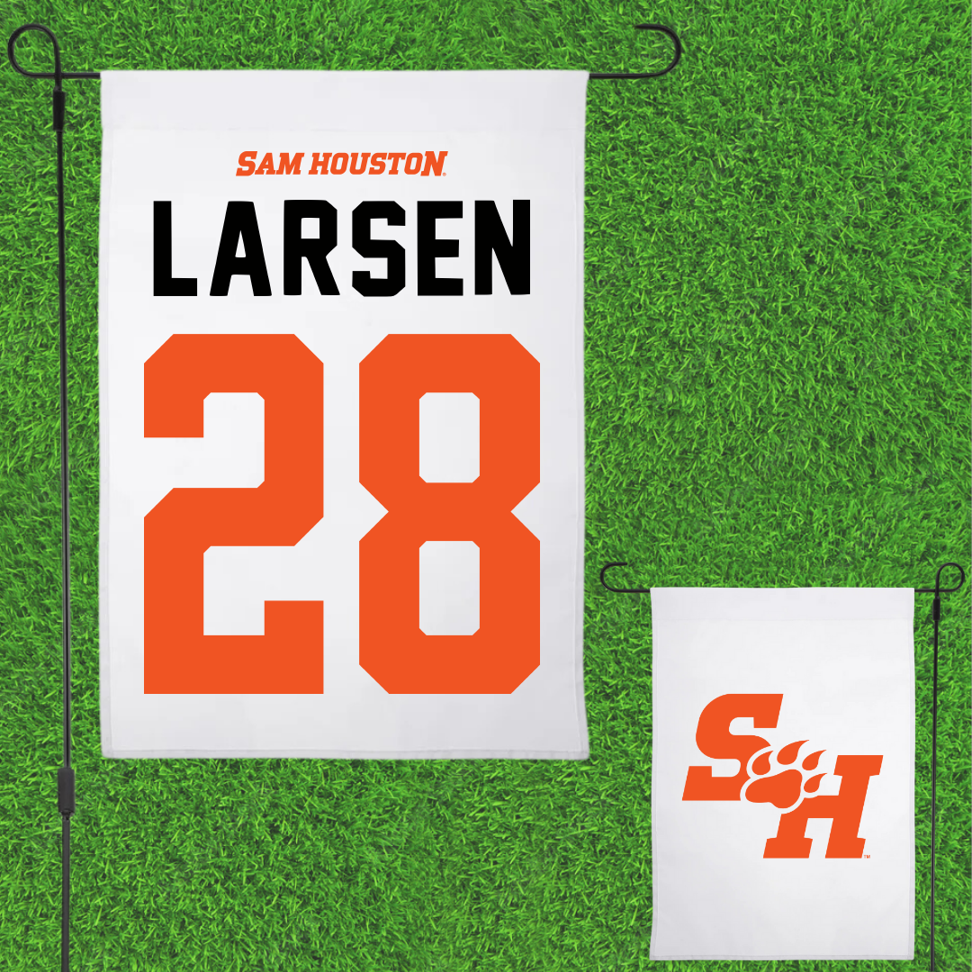 Sam Houston State University Soccer White Garden Flag - #28 Ruth Larsen