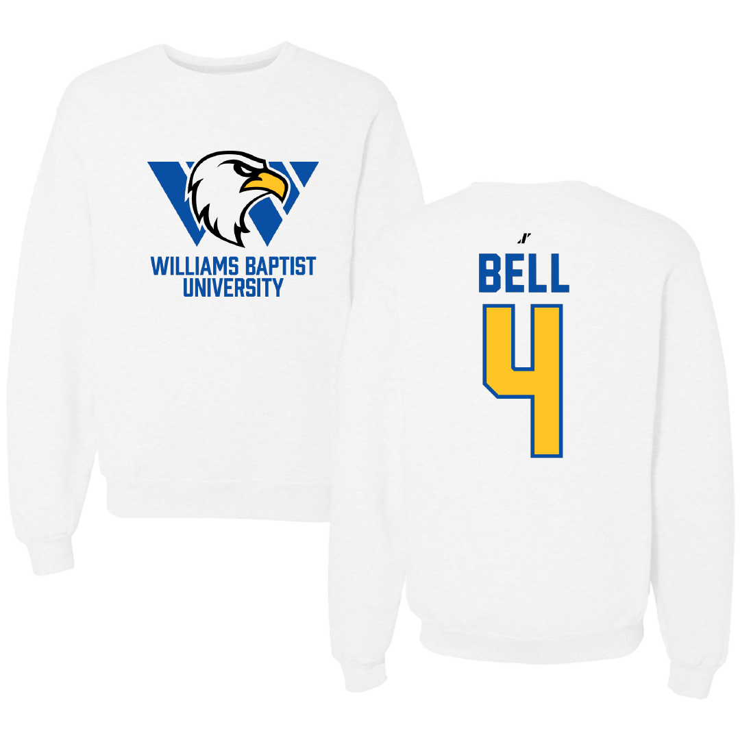 Williams Baptist University Baseball White Crewneck - #4 Chas Bell