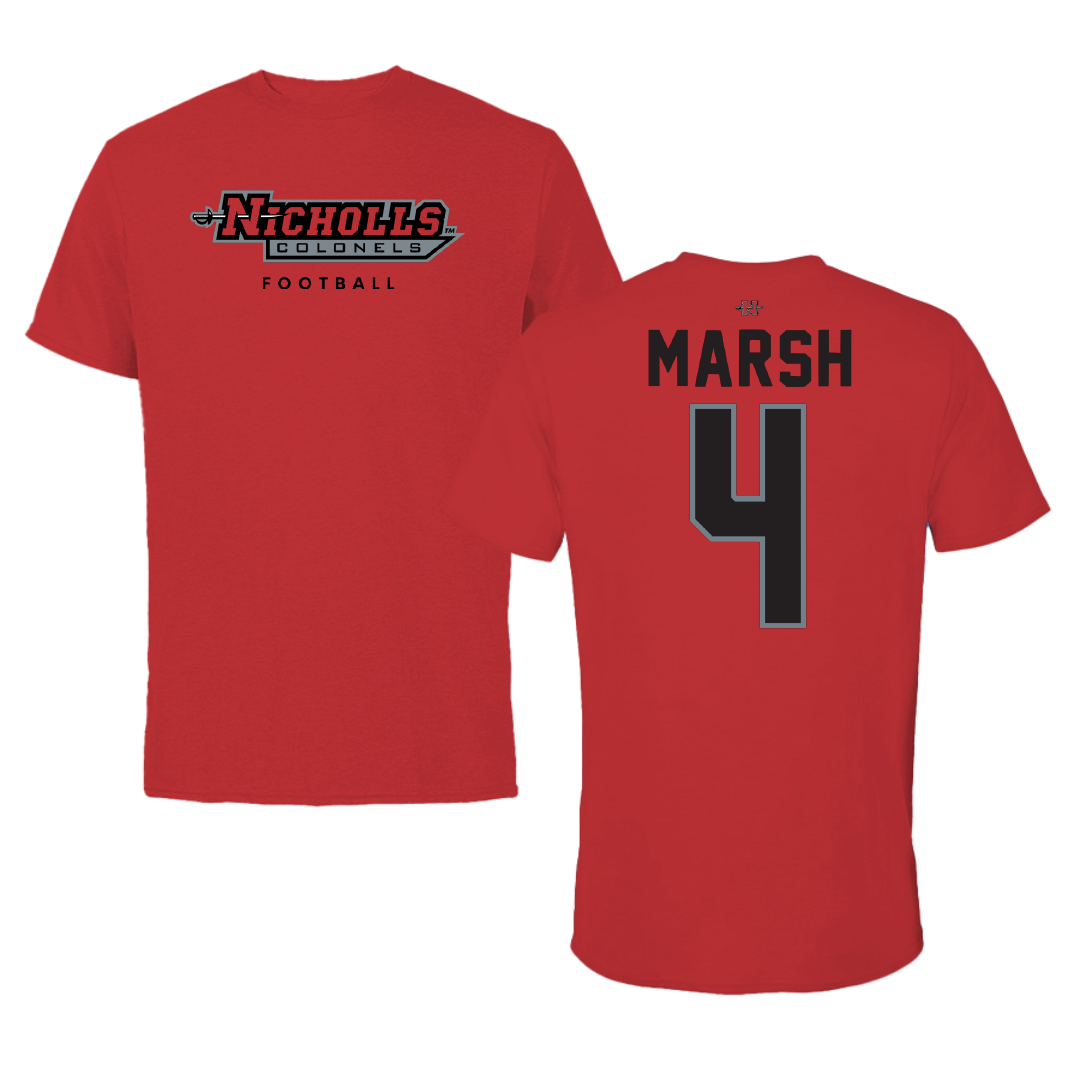 Nicholls State University Football Red Performance Tee - #4 Ty Marsh