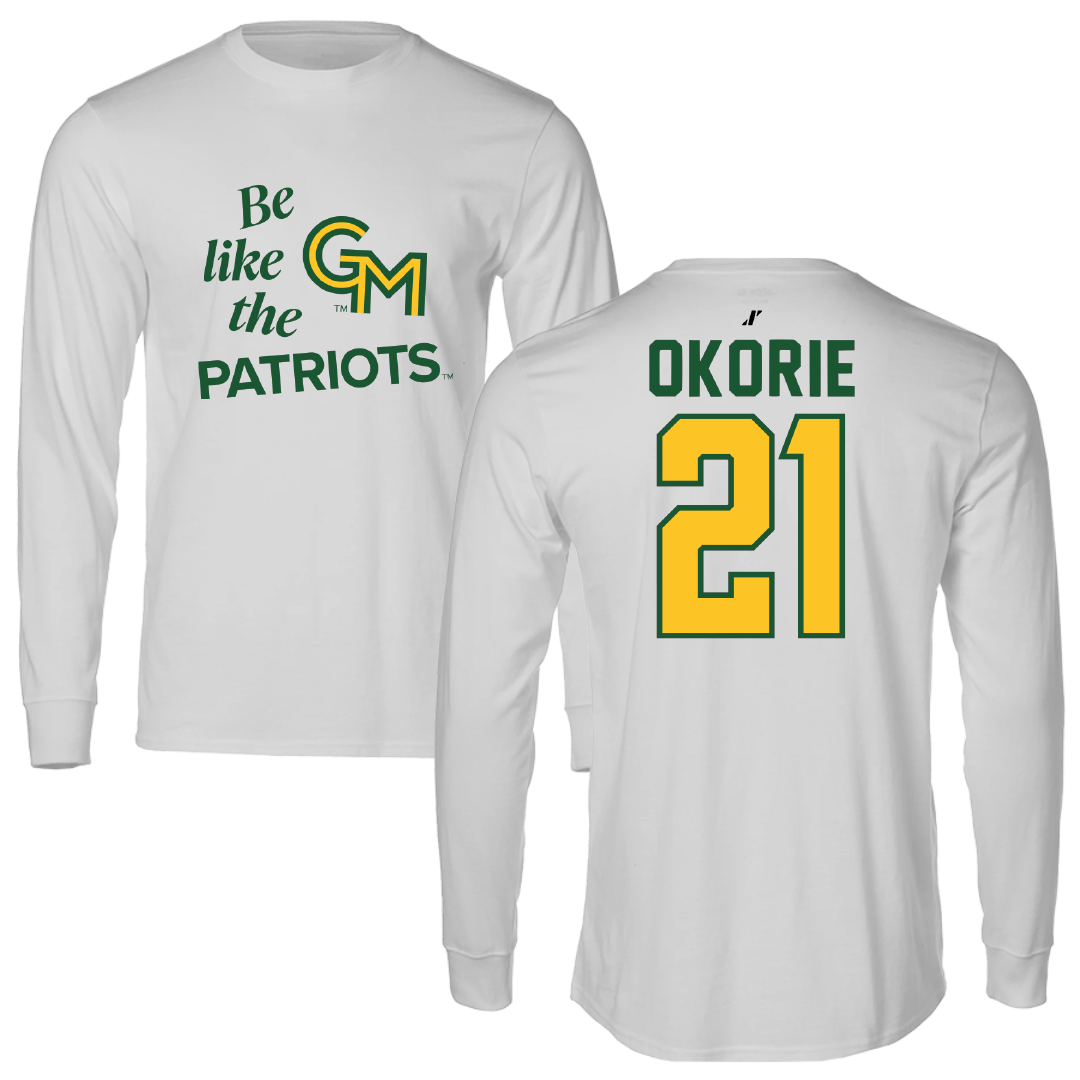 George Mason University Basketball Light Gray Be Like Us Long Sleeve - #21 Faith Okorie