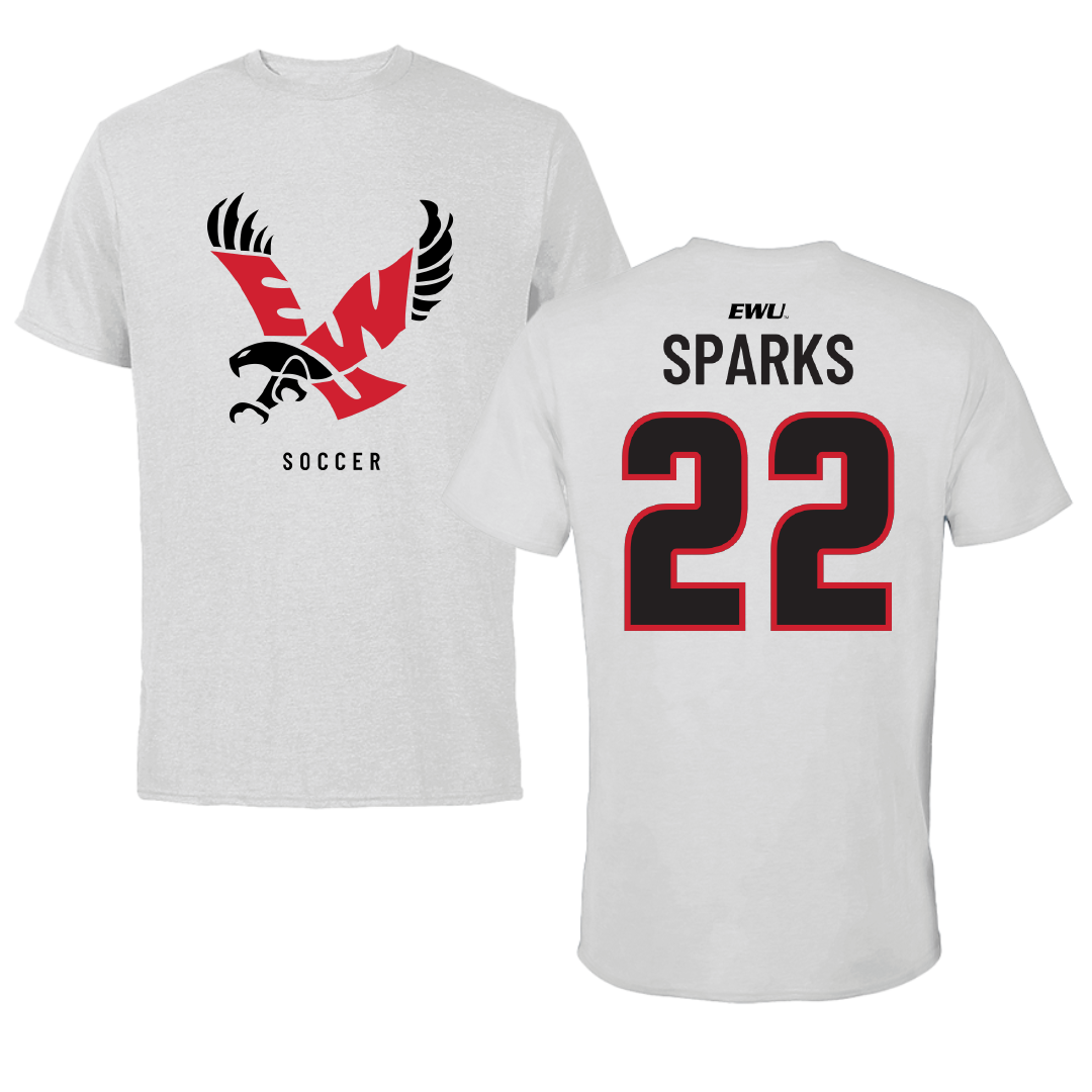 Eastern Washington University Soccer Light Gray Tee - #22 Jayda Sparks