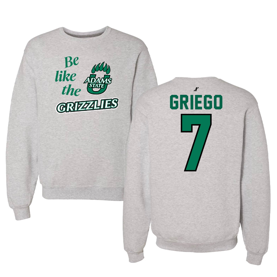 Adams State University Baseball Light Gray Be Like Us Crewneck - #7 Markus Griego