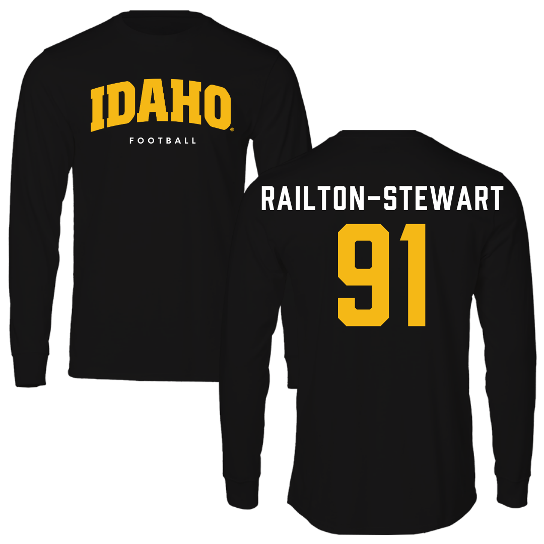 University of Idaho Football Black Long Sleeve - #91 Malakai Railton-Stewart