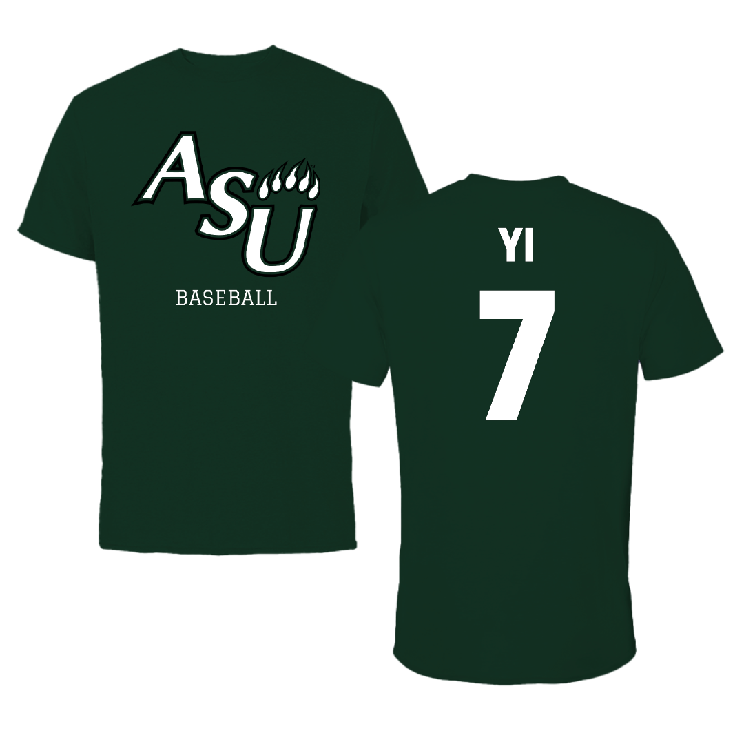 Adams State University Baseball Green Tee - #7 Austin Yi