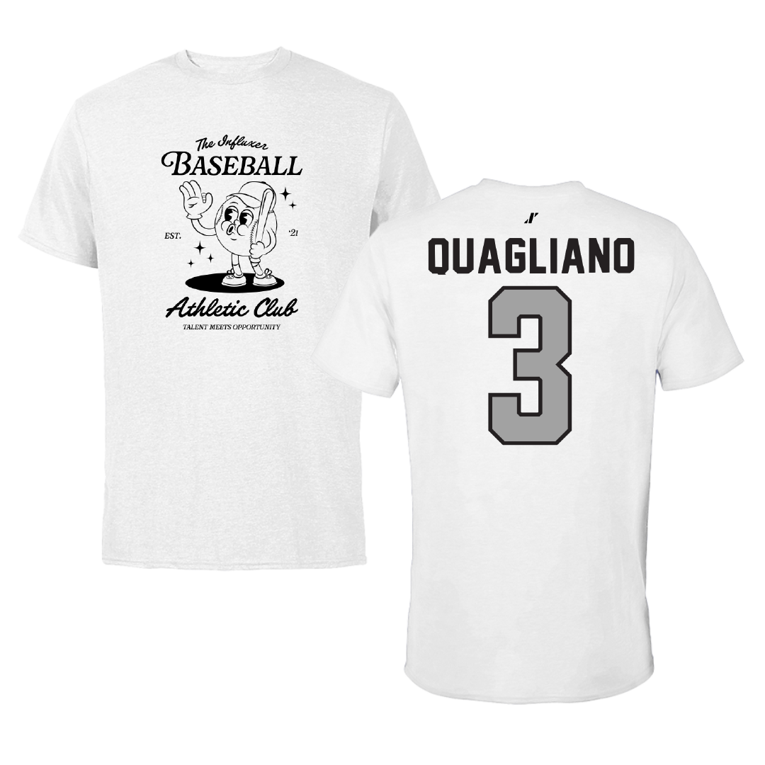 Baseball White Influxer Athletic Club Tee - #3 Coltin Quagliano