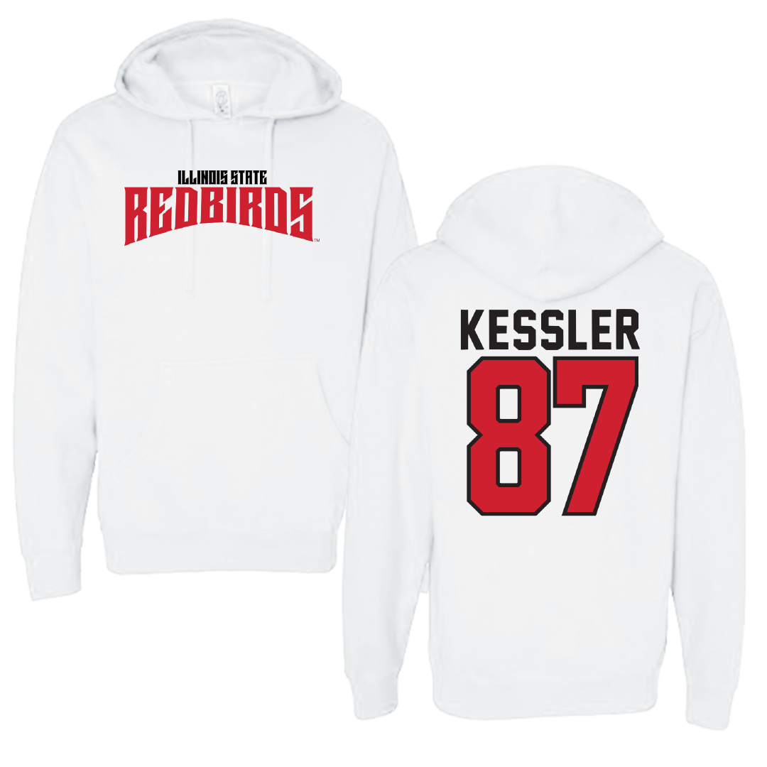 Illinois State University Football White Classic Hoodie - #87 Nick Kessler