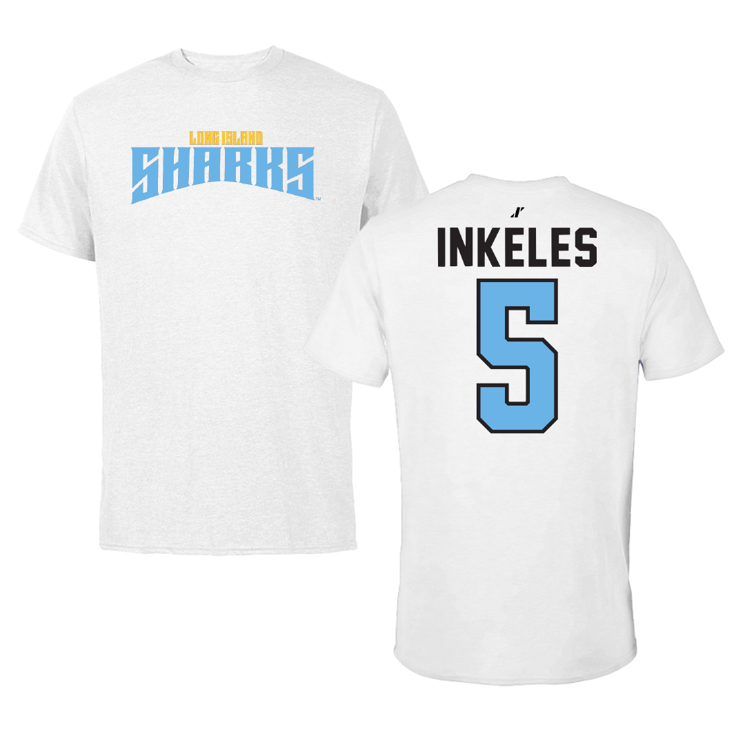 Long Island University Lacrosse White Classic Performance Tee - #5 Alicia Inkeles