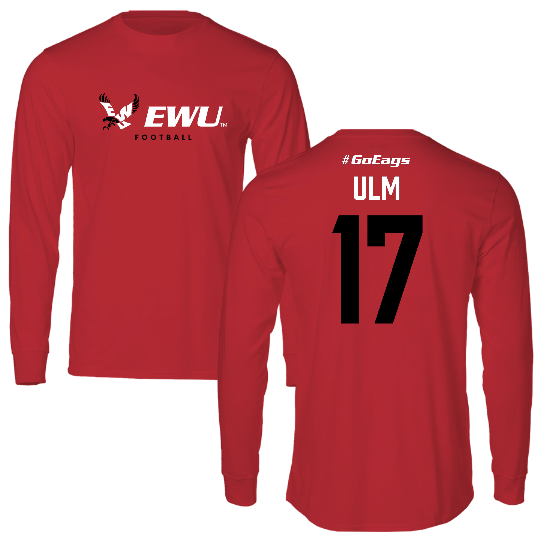 Eastern Washington University Football Red Performance Long Sleeve - #17 Nolan Ulm