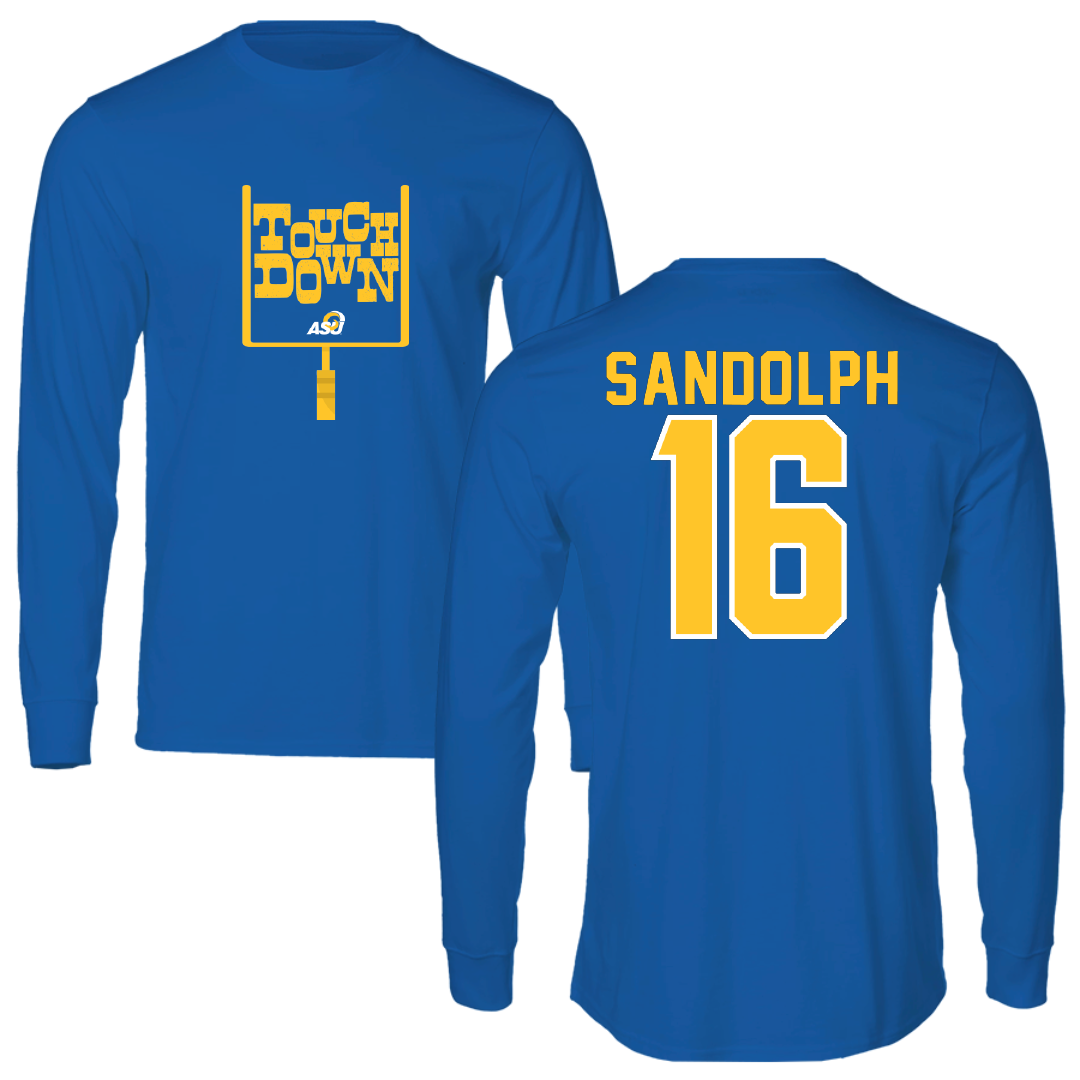 Angelo State University Football Blue Touchdown Long Sleeve - #16 Corey Sandolph