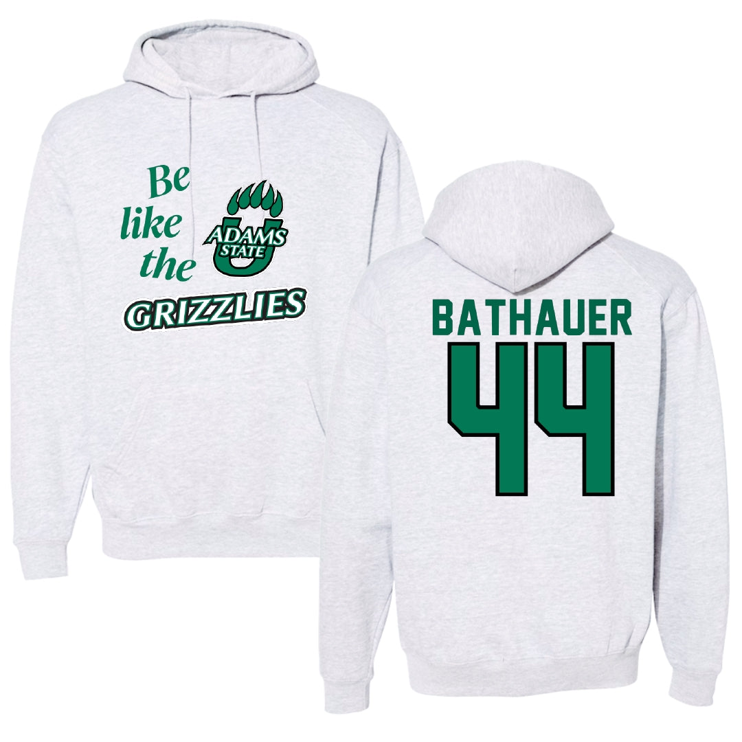 Adams State University Baseball Light Gray Be Like Us Hoodie - #44 Mike Bathauer