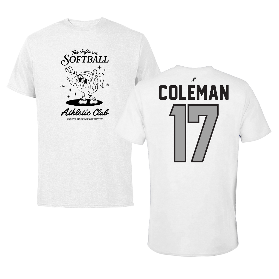 Softball White Influxer Athletic Club Tee - #17 Savannah Coleman