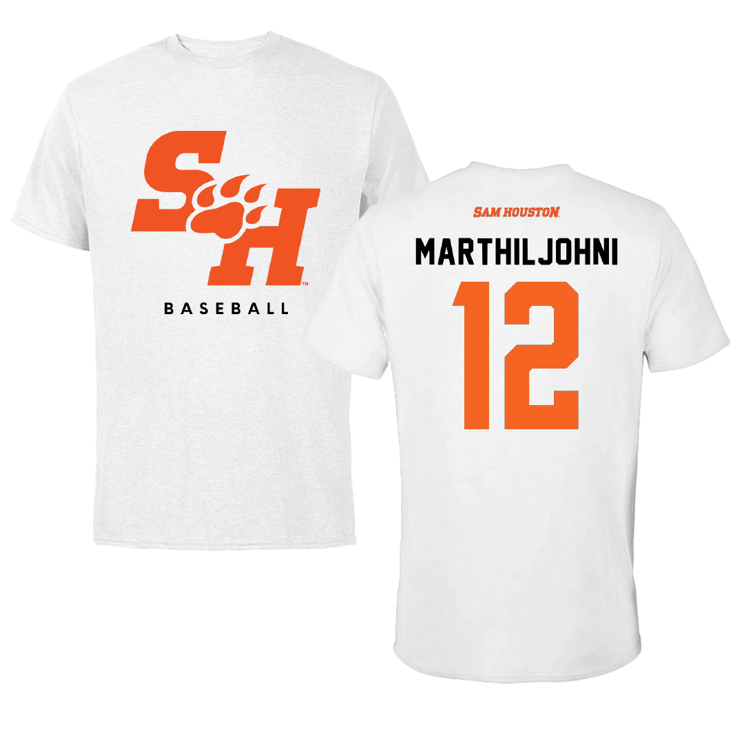 Sam Houston State University Baseball White Tee - #12 Ty Marthiljohni